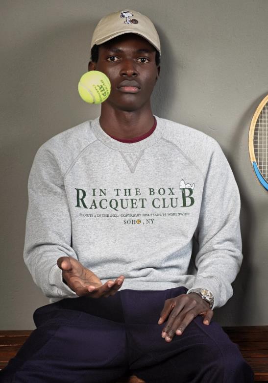 SUDADERA IN THE BOX SNOOPY RACQUET CLUB GRIGIO MELANGE