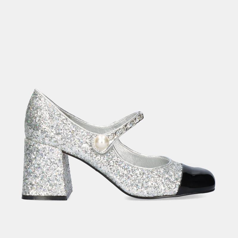 ZAPATO TACÓN PARA MUJER EXE RIMINI-512 GLITTER SILVER