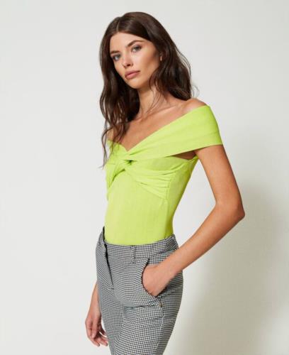 TOP DE PUNTO TWINSET CON NUDO Y DRAPEADO LIME GREEN