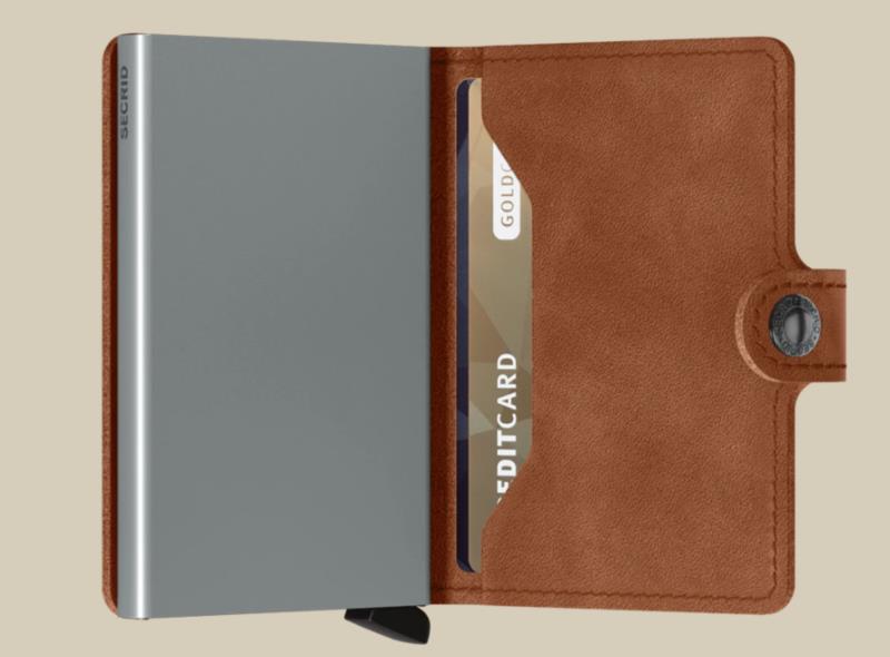 MINIWALLET SECRID VINTAGE COGNAC-SILVER