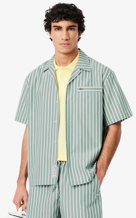 Camisa de manga corta de corte holgado de rayas LACOSTE