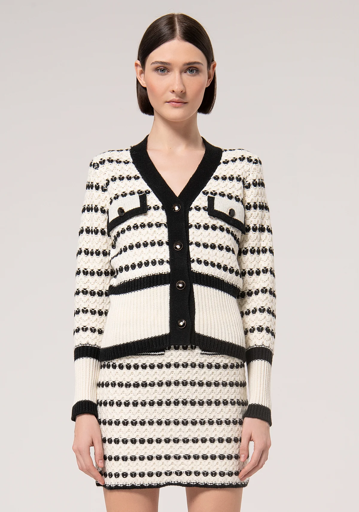 CHAQUETA PARA MUJER FRACOMINA KNITTED CHANEL JACQUARD V-NECKLINE